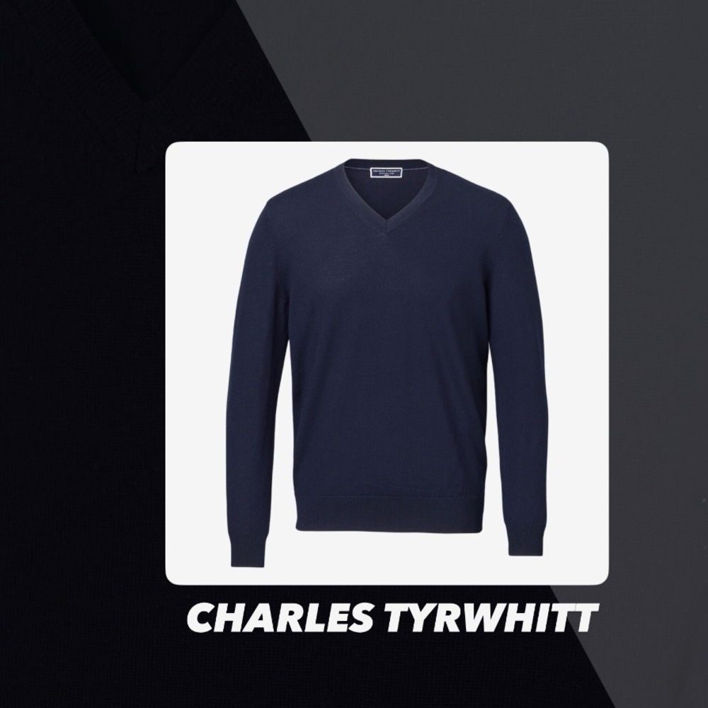 EUC Charles Tyrwhitt Navy V Neck Sweater